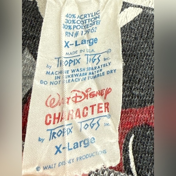 Vintage 70s Tropix Togs Disney Mickey Mouse Pullover Jumper Sweatshirt XL 80s - Picture 6 of 16